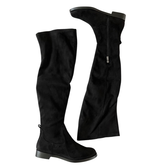 Stuart Weitzman Suede Genna 25 Over the Knee City Boot Size 6.5 Black Pull On - Picture 3 of 12